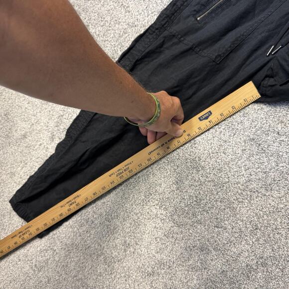 Athleta Pants Womens 4P Black Linen Jogger Elastic Waist Zip Pockets Cuffed - Picture 4 of 16